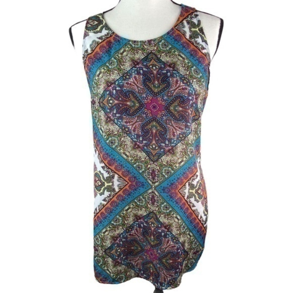 Como Vintage Tunic Tank Top Boho Print
